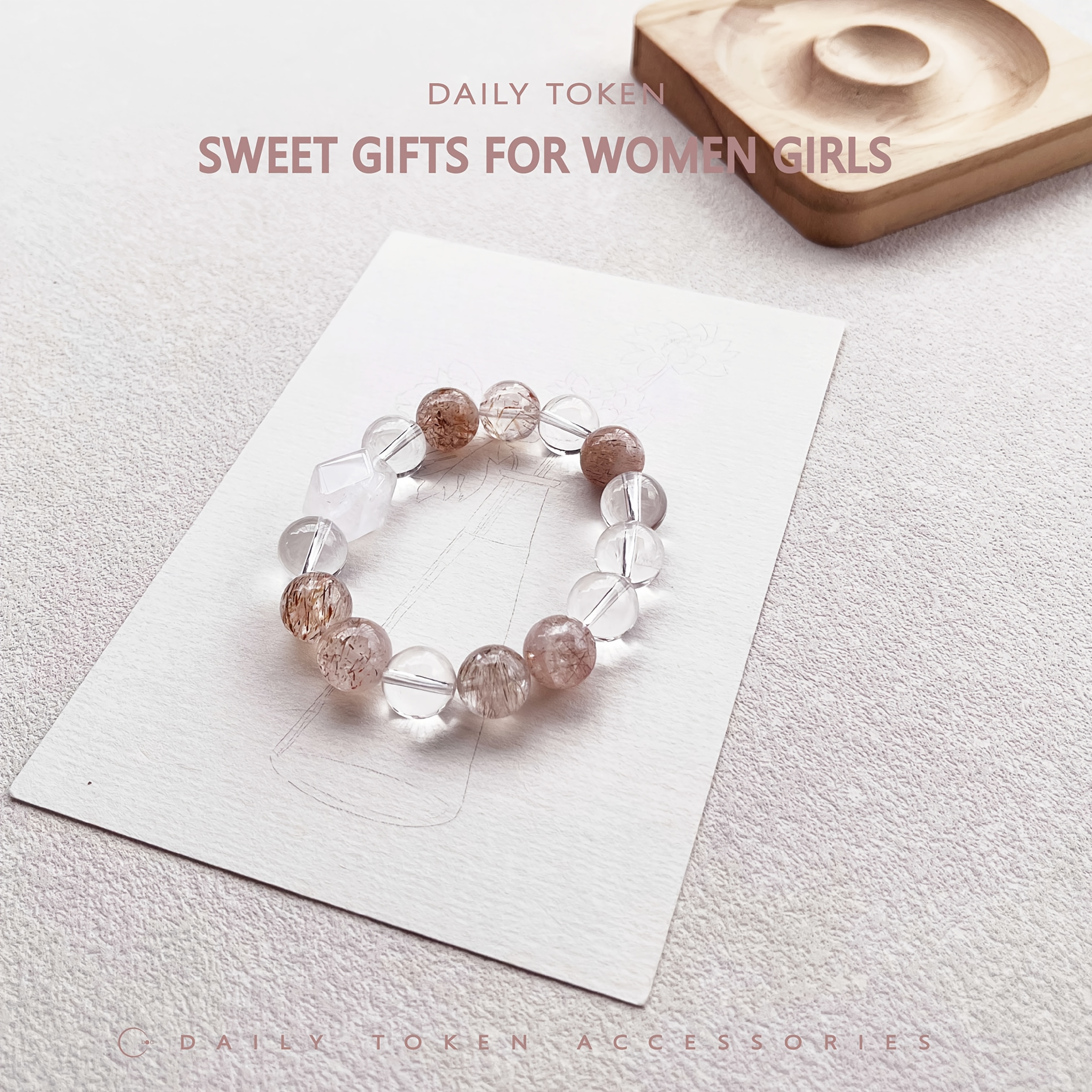 Natural Super Seven Crystal and White Crystal Bracelet